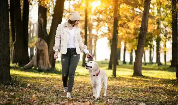 Ein Mädchen mit einem Hund